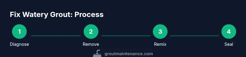 Infographic showing steps to fix watery grout