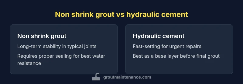 Infographic comparing non shrink grout and hydraulic cement for tile joints