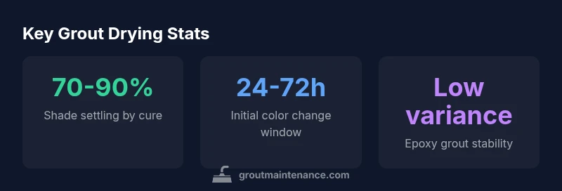 Infographic showing grout color change by drying time and grout type
