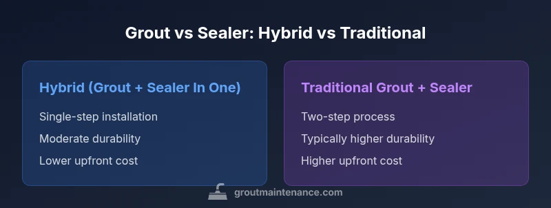 Comparison infographic: Hybrid grout-and-sealer vs traditional grout plus sealer