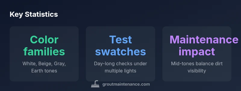 Infographic showing grout color chart categories and testing steps