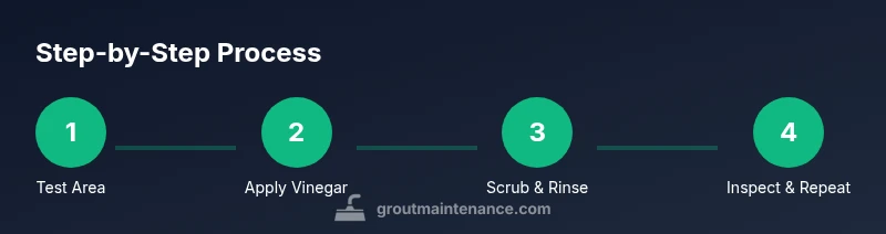 Process diagram showing steps to remove grout haze with vinegar