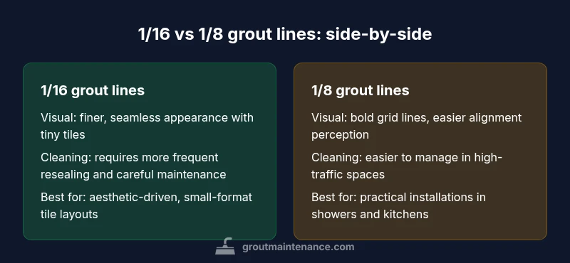 Comparison chart of 1/16 and 1/8 grout lines