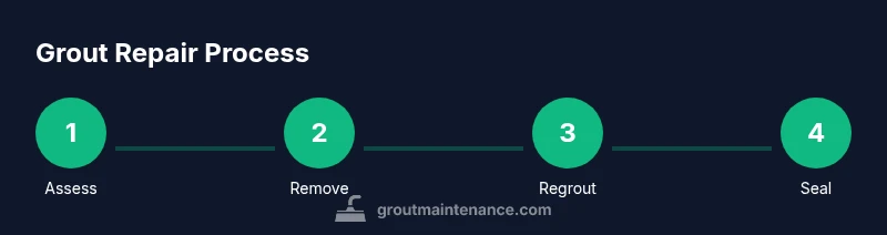 Process diagram showing assess, remove, regrout, and seal steps