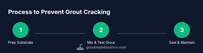 Infographic showing a three-step process to prevent grout cracking
