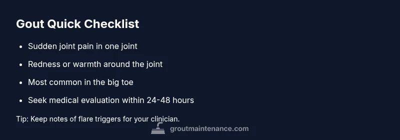 Gout diagnosis quick checklist infographic