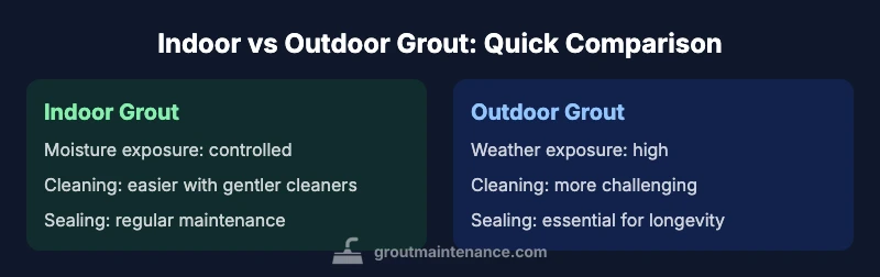 Infographic comparing indoor and outdoor grout properties