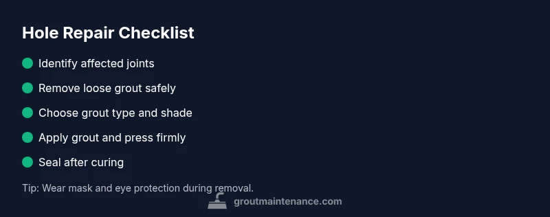 Checklist for repairing holes in grout