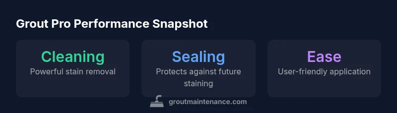 Infographic showing cleaning, sealing, and ease of use for Grout Pro