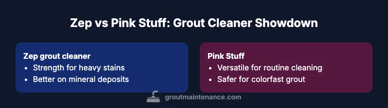 Infographic comparing Zep grout cleaner and Pink Stuff