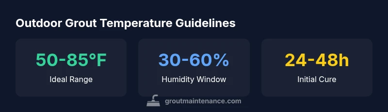 Infographic showing outdoor grout temperature guidelines
