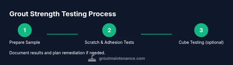 Infographic showing a 3-step grout strength testing process