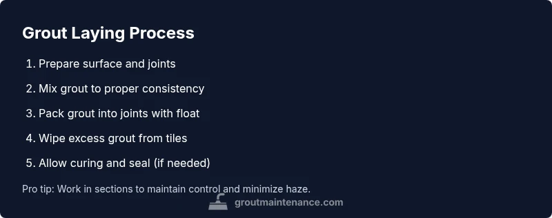 Process diagram of laying grout between tiles