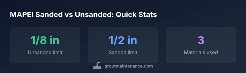 Statistics comparing sanded and unsanded grout joint width guidelines for MAPEI