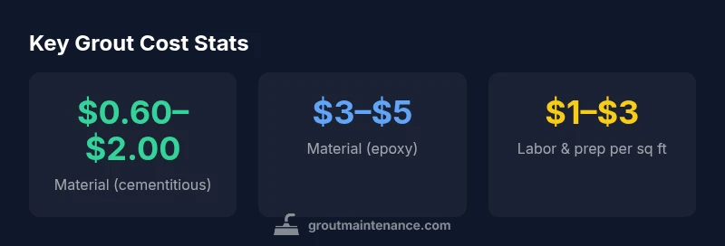 Statistical infographic showing grout cost ranges by type