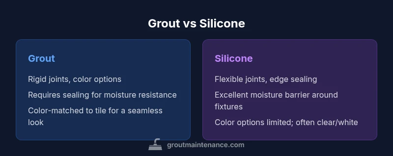 Infographic comparing grout vs silicone properties
